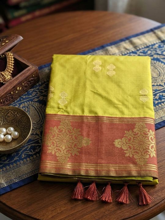 Mustrd Soft Silk Saree With Blouse Piece