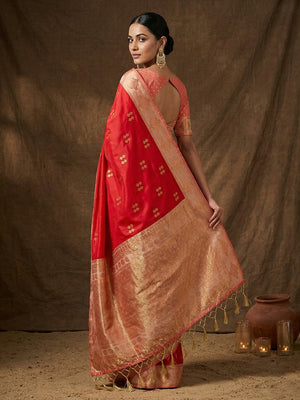 Red Soft Silk Saree With Blouse Piece
