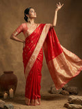 Red Soft Silk Saree With Blouse Piece