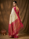 Cream Soft Silk Saree With Blouse Piece