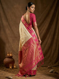 Cream Soft Silk Saree With Blouse Piece