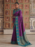 Violet Soft Silk Saree With Blouse Piece