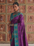Violet Soft Silk Saree With Blouse Piece
