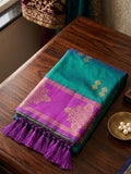 Teal Green Soft Silk Saree With Blouse Piece