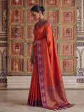 Orange Soft Silk Saree With Blouse Piece