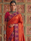 Orange Soft Silk Saree With Blouse Piece