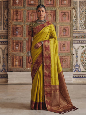 Mustard Soft Silk Saree With Blouse Piece