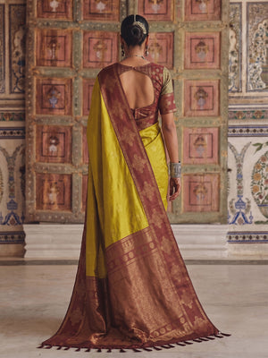 Mustard Soft Silk Saree With Blouse Piece