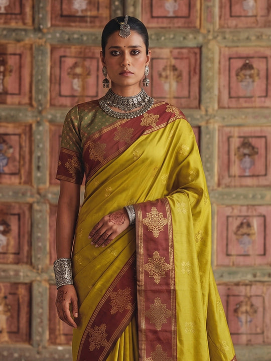 Mustard Soft Silk Saree With Blouse Piece