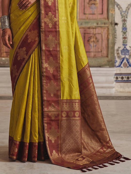 Mustard Soft Silk Saree With Blouse Piece