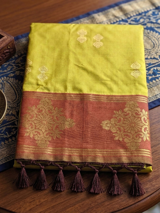 Mustard Soft Silk Saree With Blouse Piece