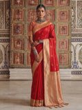 Red Soft Silk Saree With Blouse Piece