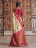 Cream Soft Silk Saree With Blouse Piece