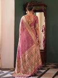 Dusty Pink Tissue Silk Saree With Blouse Piece