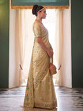 Beige Tissue Silk Saree With Blouse Piece