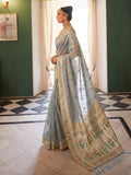 Gray Tissue Silk Saree With Blouse Piece