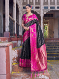 Black Soft Silk Saree With Blouse Piece