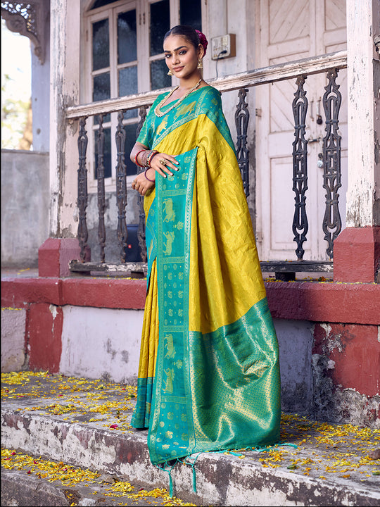 Mustard Soft Silk Saree With Blouse Piece