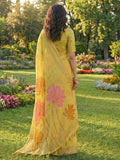 Yellow Linen Cotton Saree With Blouse Piece