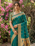 RAMA GREEN SOFT SILK Saree With Blouse Piece
