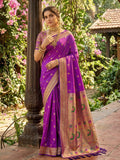 PURPLE SOFT SILK Saree With Blouse Piece