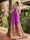 PURPLE SOFT SILK Saree With Blouse Piece