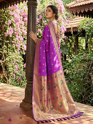 PURPLE SOFT SILK Saree With Blouse Piece