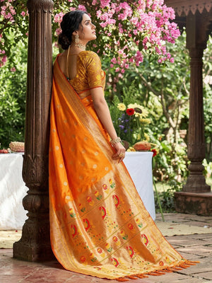MUSTRD YELLOW SOFT SILK Saree With Blouse Piece