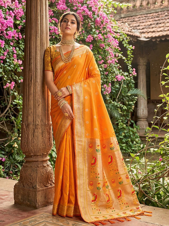 MUSTRD YELLOW SOFT SILK Saree With Blouse Piece