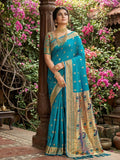 SKY BLUE SOFT SILK Saree With Blouse Piece