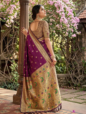WINE SOFT SILK Saree With Blouse Piece