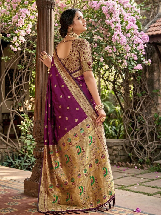 WINE SOFT SILK Saree With Blouse Piece
