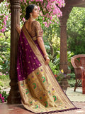 WINE SOFT SILK Saree With Blouse Piece