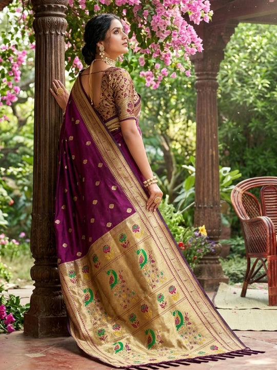 WINE SOFT SILK Saree With Blouse Piece