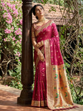 Pink  SOFT SILK Saree With Blouse Piece