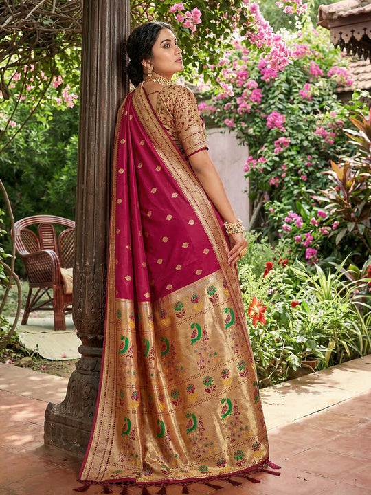 Pink  SOFT SILK Saree With Blouse Piece