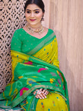 Light Green Pochampalli Silk Saree With Blouse Piece