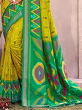 Light Green Pochampalli Silk Saree With Blouse Piece