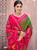 Mehandi Pochampalli Silk Saree With Blouse Piece