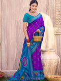 Purple Pochampalli Silk Saree With Blouse Piece