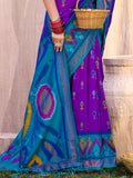 Purple Pochampalli Silk Saree With Blouse Piece