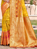 Yellow Pochampalli Silk Saree With Blouse Piece