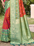Mustard Pochampalli Silk Saree With Blouse Piece