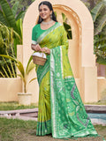 Light Green Pochampalli Silk Saree With Blouse Piece