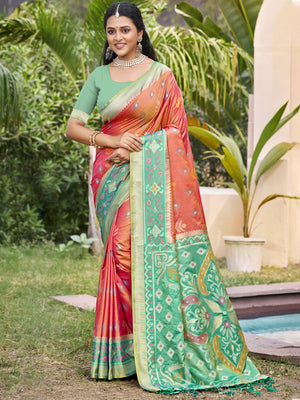 Mustard Pochampalli Silk Saree With Blouse Piece
