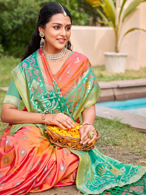 Mustard Pochampalli Silk Saree With Blouse Piece