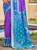 Purple Pochampalli Silk Saree With Blouse Piece