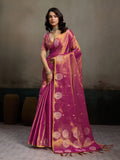 Magenta Tissue Silk Saree With Blouse Piece