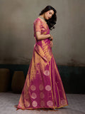 Magenta Tissue Silk Saree With Blouse Piece
