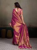 Magenta Tissue Silk Saree With Blouse Piece
